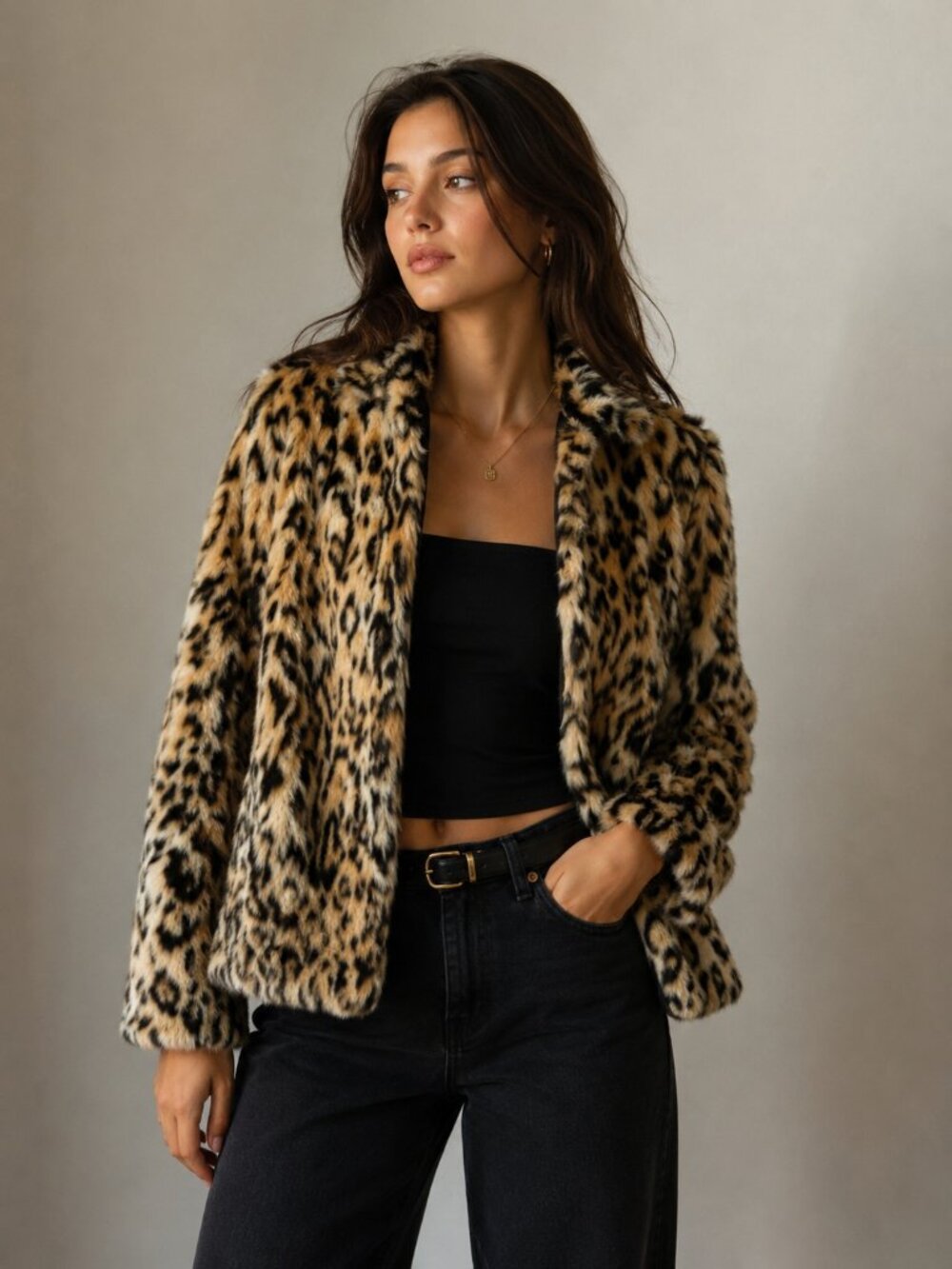 H&M LEOPARD FUR COAT Cheetah coat with hood